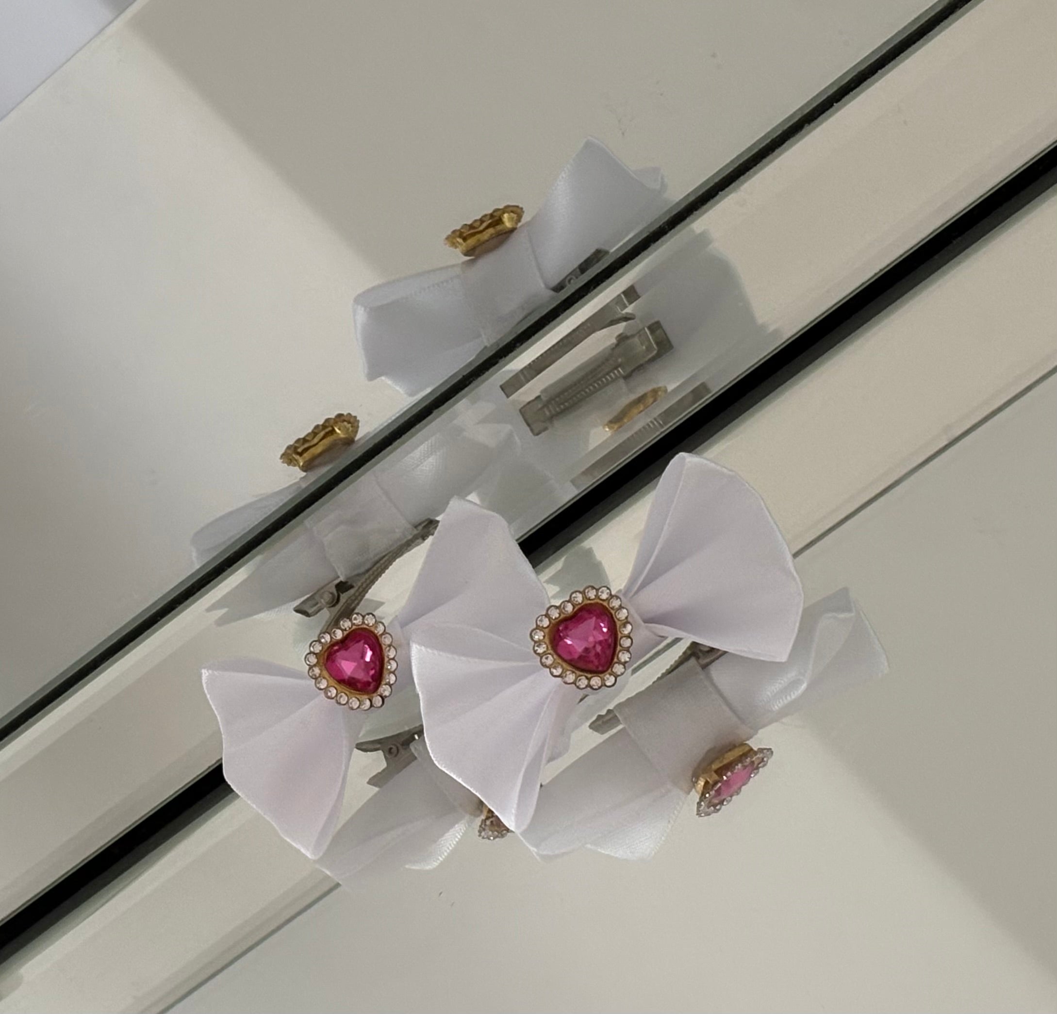 Pink Tourmaline Princess Bow Clips